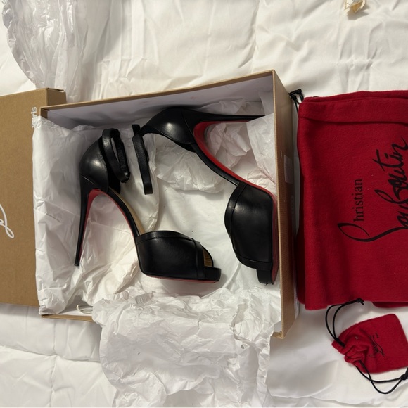 Christian Louboutin Very Kathy 12, Black Leather Sandals Sz 42 - Picture 7 of 13